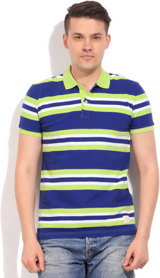 United Colors of Benetton. Striped Men' Polo Neck Blue, Green T-Shirt, 901