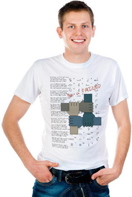

6th Cross Graphic Print Men's Round Neck White T-Shirt