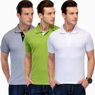 

Scott International Solid Men's Polo Neck Grey, White, Green T-Shirt(Pack of 3, Grey and white and green