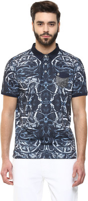 Fritzberg Printed Men's Polo Neck Blue T-Shirt