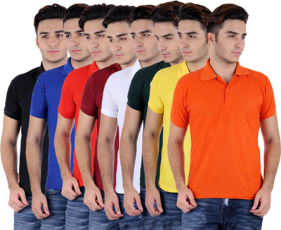 

Sanvi Traders Solid Men Polo Neck Multicolor T-Shirt(Pack of 8