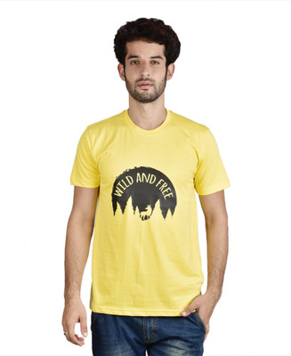 

Menlo Graphic Print Men's Round Neck Yellow T-Shirt