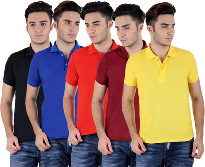 

Sanvi Traders Solid Men Polo Neck Multicolor T-Shirt(Pack of 5