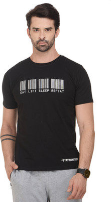 

RAWFITT Solid Men's Round Neck Black, White T-Shirt