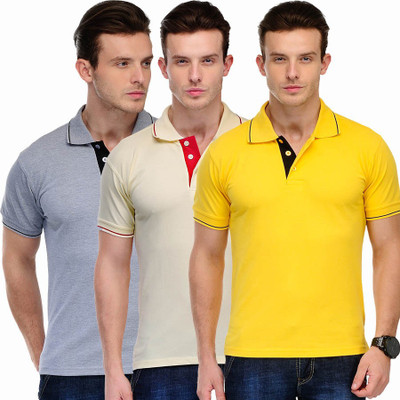 

Scott International Solid Men's Polo Neck Yellow, Beige, Grey T-Shirt(Pack of 3), Yellow and beige and grey