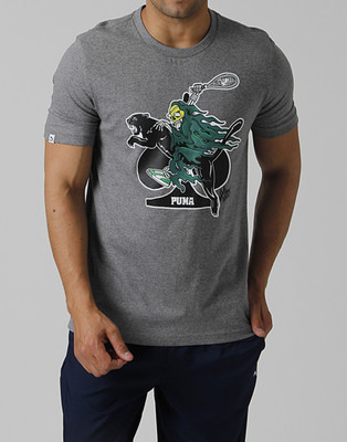 

Puma Solid Men's Polo Neck Grey T-Shirt, Medium gray heather