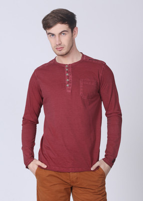 

Breakbounce Solid Men's Henley Red T-Shirt, Wine red