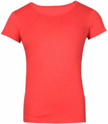

SayItLoud Solid Women' Round Neck Orange T-Shirt