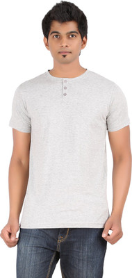 

Sunrise Solid Men's Henley Grey T-Shirt, Grey melange