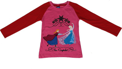 

Disney Girls Printed T Shirt(Pink, Pack of 1, Pink & red
