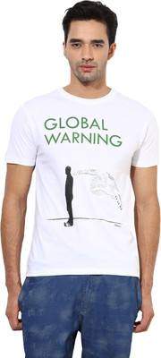 

Okane Printed Men's Round Neck White T-Shirt