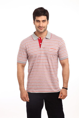 

ColorPlus Striped Men's Polo Neck Red T-Shirt