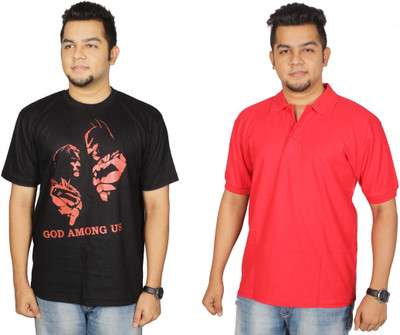 

Leo Clothing Printed Men's Round Neck Reversible Black, Red T-Shirt(Pack of 2)