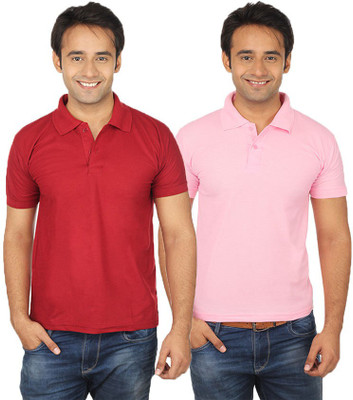 

Quetzal Solid Men's Polo Neck Maroon, Pink T-Shirt(Pack of 2