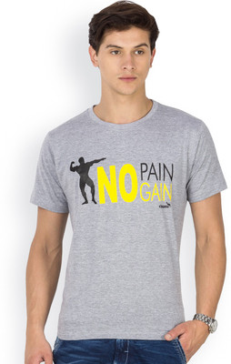 

Kingaroo Printed Men' Round Neck Grey T-Shirt, Grey milange