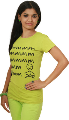 

Auraa Printed Women's Round Neck Light Green T-Shirt, Fluorescent green