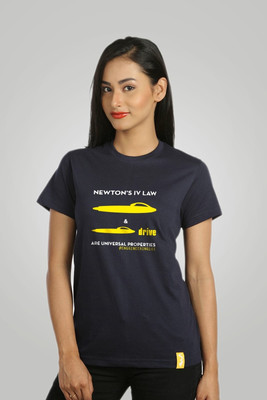 

Campus Sutra Printed Women' Round Neck Blue T-Shirt