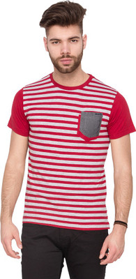 

Mufti Striped Men's Round Neck Red T-Shirt
