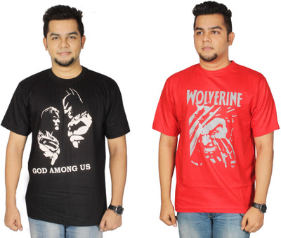 

Leo Clothing Printed Men's Round Neck Reversible Black, Red T-Shirt(Pack of 2)