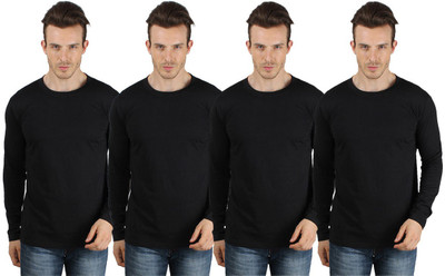 

SayItLoud Solid Men's Round Neck Black T-Shirt(Pack of 4