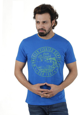

Wrangler Solid Men's Round Neck Blue T-Shirt, Snorkel blue