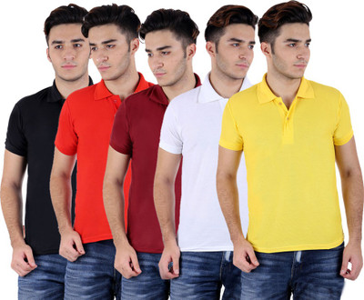 

Sanvi Traders Solid Men Polo Neck Multicolor T-Shirt(Pack of 5