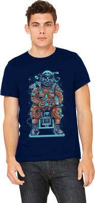 

Monzter Popcornz Graphic Print Men' Round Neck Dark Blue T-Shirt, Navy blue