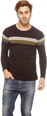 Gritstones Solid Men's Round Neck Black T-Shirt
