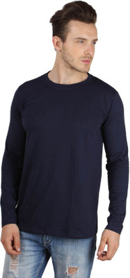 

SayItLoud Solid Men' Round Neck Dark Blue T-Shirt