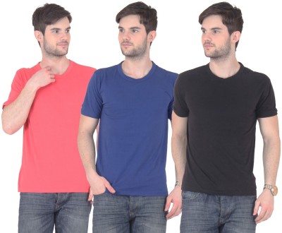 

E'Hiose Solid Men' Round Neck Multicolor T-Shirt(Pack of 3, Black;blue;gajri