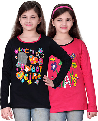 40% OFF on FabTag - SINI MINI Girls Printed T Shirt(Multicolor)