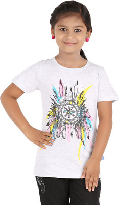 

Blue Girls Girls Printed T Shirt(White), Millange