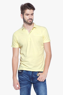 

Mufti Solid Men's Polo Neck Yellow T-Shirt