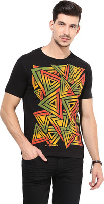 

PUNK Printed Men's Round Neck Black T-Shirt