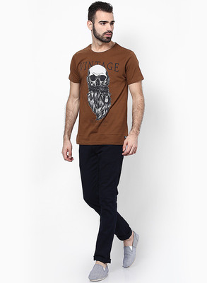 

Jack & Jones Graphic Print Men' Round Neck Brown T-Shirt, Bison
