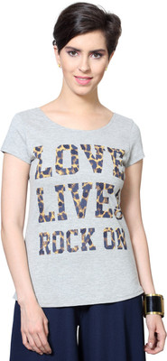 

SF Jeans by Pantaloons Graphic Print Women' Round Neck Grey T-Shirt