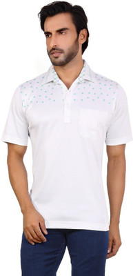 

Valeta Printed, Solid Men's Polo Neck White T-Shirt, Brilliant white