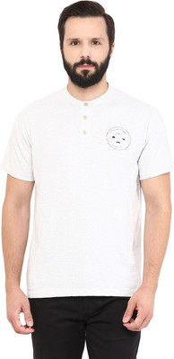 Grain Solid Men Henley Grey T-Shirt