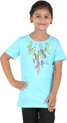 

Blue Girls Girls Printed T Shirt(Blue)