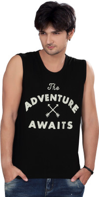 

Elegance Cut Printed Men's Round Neck Black T-Shirt