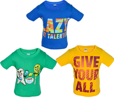 

Gkidz Boys Graphic Print Cotton T Shirt(Multicolor, Pack of 3, Black