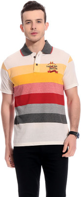 

TAB91 Striped Men's Polo Neck Multicolor T-Shirt, White