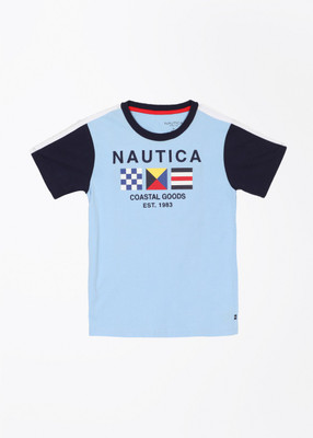 

Nautica Boys Printed T Shirt(Light Blue, Pack of 1, Bx