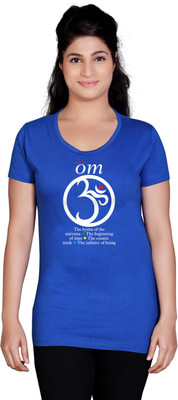 

Tantra Graphic Print Women's Round Neck Blue T-Shirt, Royal blue