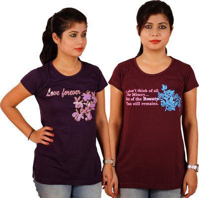 

Tryd Printed Women's Round Neck Multicolor T-Shirt(Pack of 2)