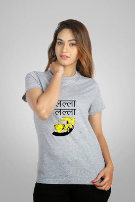 

Campus Sutra Printed Women' Round Neck Grey T-Shirt