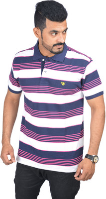 Woodside Solid Men Polo Neck Pink T-Shirt