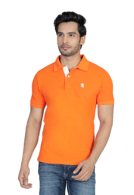 

The Cotton Company Solid Men's Polo Neck Orange T-Shirt, Tangelo orange