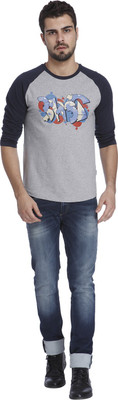 

Jack & Jones Printed Men's Round Neck Grey T-Shirt, Light grey melange