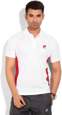 

Lotto Solid Men's Polo Neck White, Red T-Shirt
